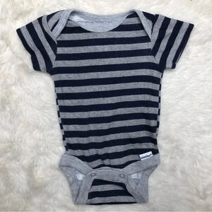 Gerber Onesie DiaperShort Blue /  Grey Stripes Size Newborn